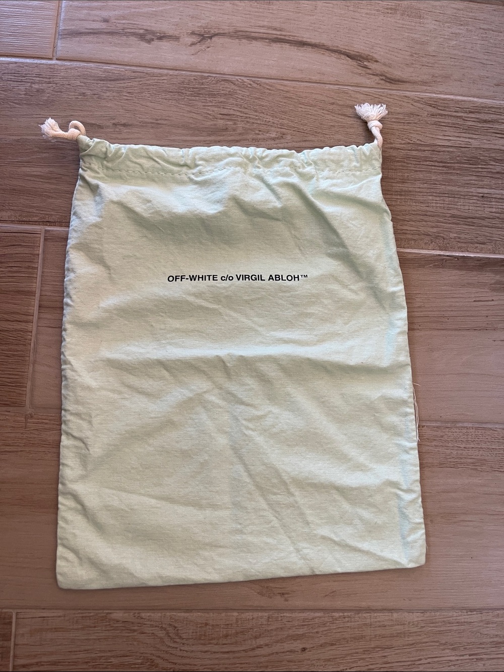 Off-White Light Mint Drawstring Dust Bag with Black Logo